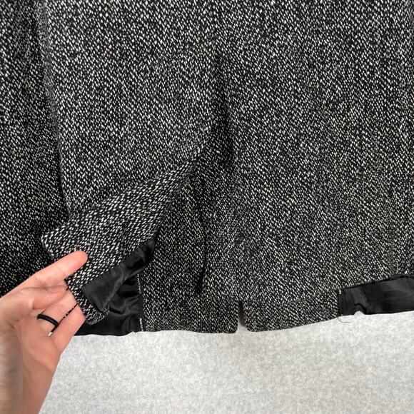 Calvin‎ Klein Jacket Large Black Wool Tweed Pea Coat Long Warm Pockets Collar - Picture 11 of 13